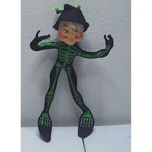 Annalee green skeleton elf Halloween costume 9" decor home